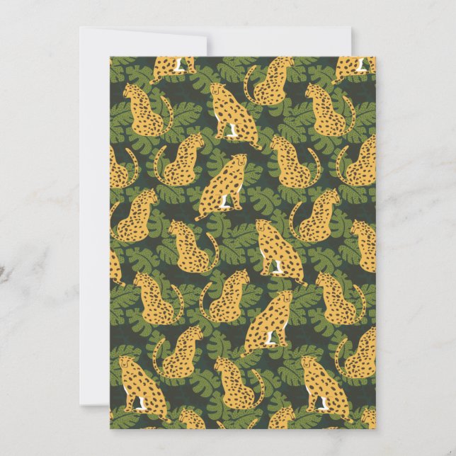 Cartão De Festividades Palmas Selvagens Selvagens Safari Tropical de Leop (Frente)