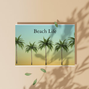 Cartão De Festividades Palmeiras Tropicais de Natal Praia Vida Pôr do Sol