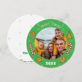 Cartão De Festividades Pals-Edit Text Photo-Green do Gingerpão XmaS doce