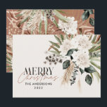 Cartão De Festividades Pampas eucalyptus moody moderno boho elegante<br><div class="desc">Pampas eucalipto moody moderno boho elegante tipografia moderna terracotta,  carta de Natal verde,  preto,  natural e sábio.</div>