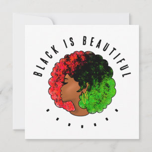 Cartão De Festividades Pan-africana menina mulher negra verde vermelho or