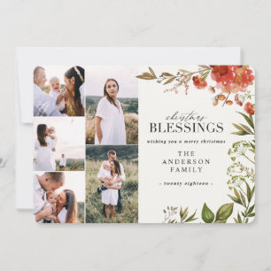 Cartão De Festividades Pancada de folhagem aquosa multifoto Natal