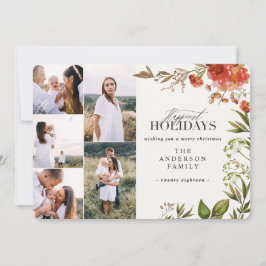 Cartão De Festividades Pancada de folhagem aquosa multifoto Natal