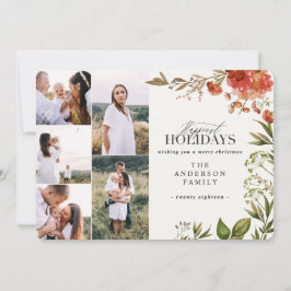 Cartão De Festividades Pancada de folhagem aquosa multifoto Natal