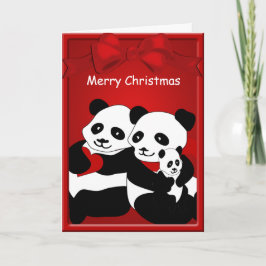 Cartão De Festividades Panda Bear Casal Bebê Feliz Natal Saudação