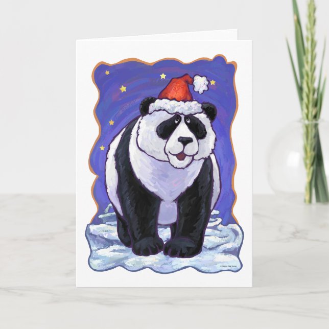 Cartão De Festividades Panda Bear Christmas (Frente)