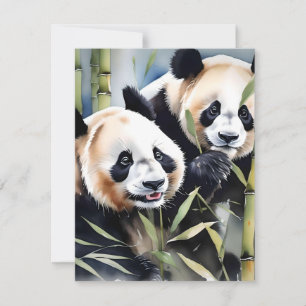 Cartão De Festividades Panda Bear Study B - Aquarelas