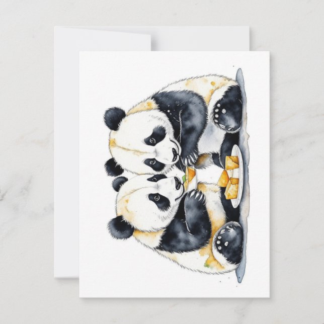Cartão De Festividades Panda Bear Study F - Aquarelas (Frente)