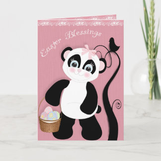 Cartão De Festividades Panda bonito da páscoa
