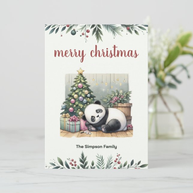 Cartão De Festividades Panda dormindo (Em pé/Frente)