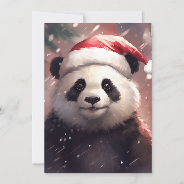 Cartão De Festividades Panda Natal (Frente)