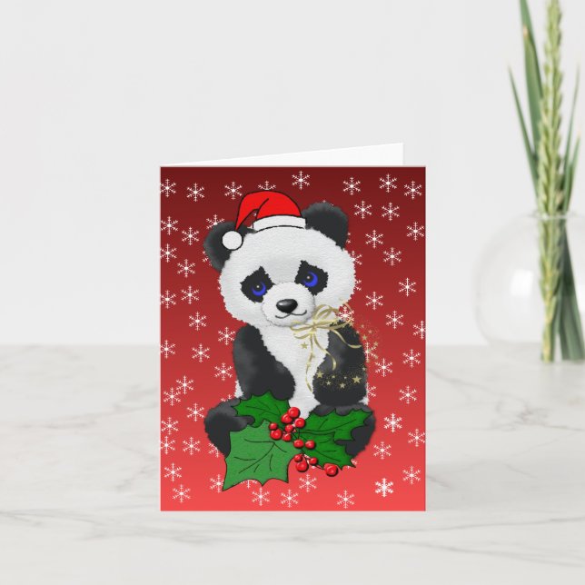 Cartão De Festividades Panda Natal (Frente)