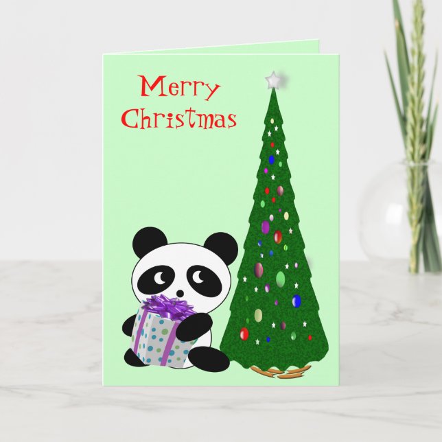 Cartão De Festividades Panda Natal (Frente)