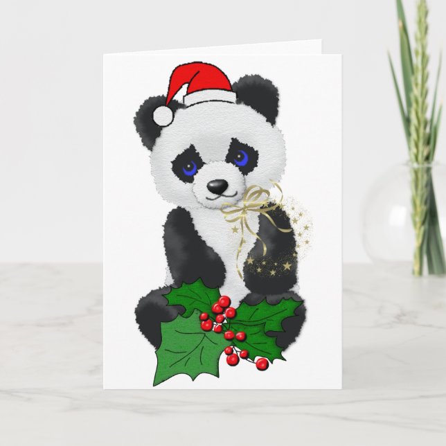 Cartão De Festividades Panda Natal (Frente)