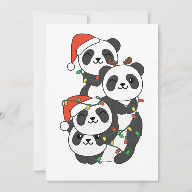 Cartão De Festividades Panda Natal Árvore de Natal Pandas (Frente)