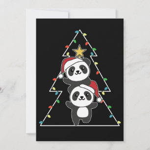 Cartão De Festividades Panda Natal Árvore de Natal Pandas