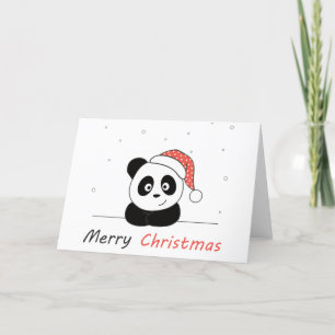 Cartão De Festividades Panda Natal Neve Animais de inverno Pandas