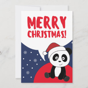 Cartão De Festividades Panda Natal Neve Animais de Inverno Pandas Feriado