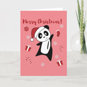 Cartão De Festividades Panda Natal Neve Inverno Animais Pandas Feriado