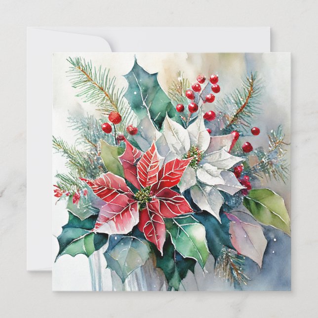 Cartão De Festividades Pano de pulverização de Natal com Aquarela (Frente)