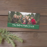 Cartão De Festividades Panorâmica de Fotos de Família Grande - Mínimo - V<br><div class="desc">Padrão de Xadrez verde-safra no verso - Um Cartões de natal simples e minimalista com um lugar para uma foto de grande grupo ou uma foto panorâmica. Design mínima com uma caligrafia moderna.</div>