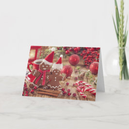 Cartão De Festividades Pão De Gengibre De Natal E Bebida Quente