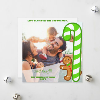 Cartão De Festividades Pão de gengibre doce verde de Natal-Cancro de Açúc