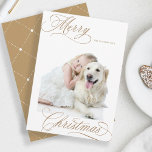 Cartão De Festividades Pão de Gingerência Foto Mínima de Script de Natal<br><div class="desc">Inscrição elegante e romântica em caligrafia suave com uma fotografia e um padrão perfeito no verso. Para uma personalização mais avançada deste design,  clique no BOTÃO FERRAMENTA DESIGN AZUL acima!</div>