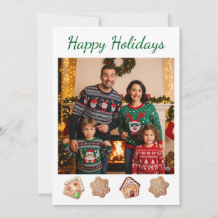 Cartão De Festividades Pão de Mel Fácil Personalizado Família Foto DIY Fe