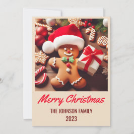 Cartão De Festividades Pão Gingerido Papai Noel - Feliz Natal