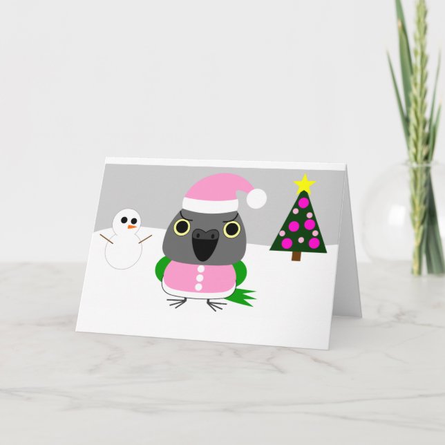 Cartão De Festividades papagaio de Senegal do オウムパロット como o papai noel (Frente)