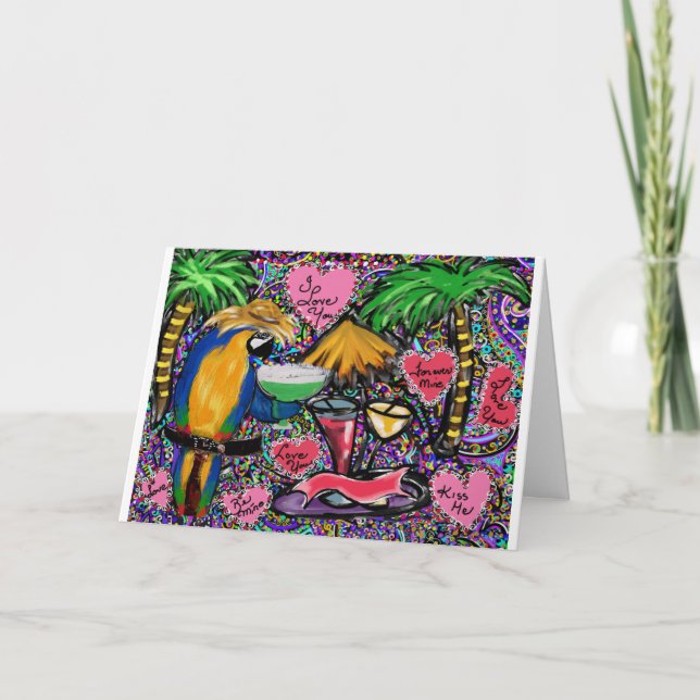 Cartão De Festividades Papagaio do Partido Namorados (Frente)