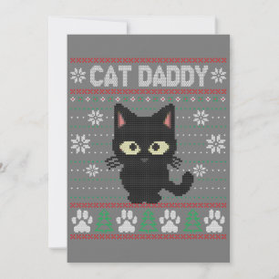Cartão De Festividades Papai Gato Suéter Feio de Natal Pijama Gatinho