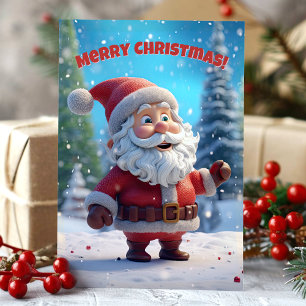 Cartão De Festividades Papai Noel 3D Alegre Natal