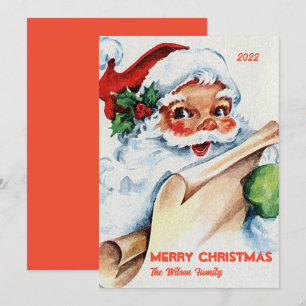 Cartão De Festividades Papai Noel à Antiga Personalizado Feliz Natal