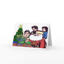 Papai Noel Acendendo a Menorá - Natal Chanuká