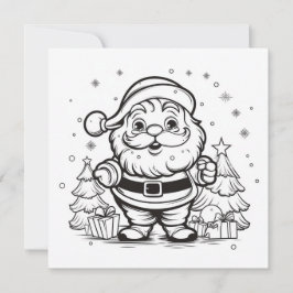 Cartão De Festividades Papai Noel Adorável para Colorir Arte Infantil de 