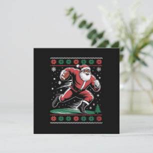 Cartão De Festividades Papai Noel Afro-Americano Futebol Natal Feio
