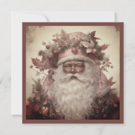 Cartão De Festividades Papai Noel Afro-Americano, Vermelho Rococó e Chapé