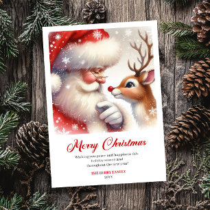 Cartão De Festividades Papai Noel Alegre Com Boas Festas Doces de Rudolph