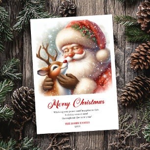 Cartão De Festividades Papai Noel Alegre Com Saudação Divertida de Natal