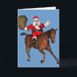 Cartão De Festividades Papai Noel Andando De Cavalo Marrom<br><div class="desc">o que é um excelente de cavaleiro,  bom e velho Natal! pode começar logo a andar de rodeio,  quem sabe</div>