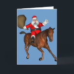 Cartão De Festividades Papai Noel Andando De Cavalo Marrom<br><div class="desc">o que é um excelente de cavaleiro,  bom e velho Natal! pode começar logo a andar de rodeio,  quem sabe</div>