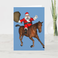 Papai Noel Andando De Cavalo Marrom