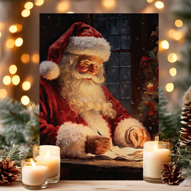 Cartão De Festividades Papai Noel Antigo na Mesa de Natal (Criador carregado)