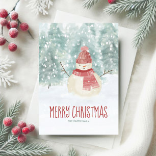 Cartão De Festividades Papai Noel Aquarela Natal Floresta Invernal