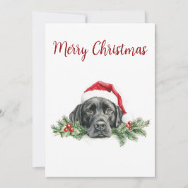 Cartão De Festividades Papai Noel Aquarela Personalizável Labrador Preto