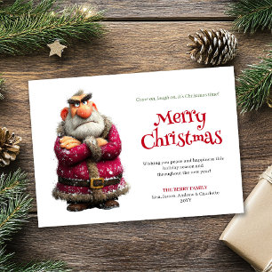 Cartão De Festividades Papai Noel azedo personalizado divertido Natal par