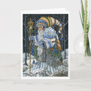Cartão De Festividades Papai noel azul da floresta