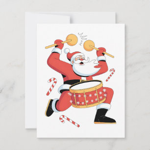 Cartão De Festividades Papai Noel Baterista Engraçado Natal Feio Bateria 